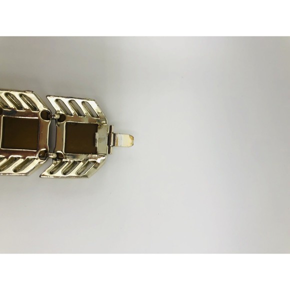 Vintage Charel ~Signed Brown Caramel Moonstone Thermoset Bracelet - Picture 9 of 14